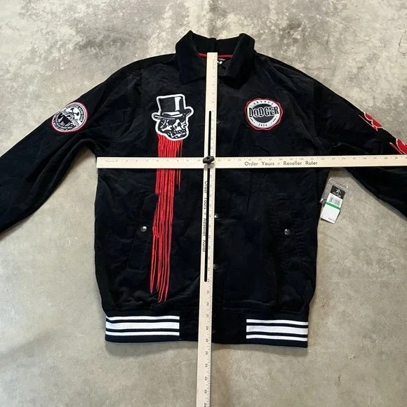 Artuful Dodger Varsity Jacket Mens Size Large Black Cracking Skulls Bomber